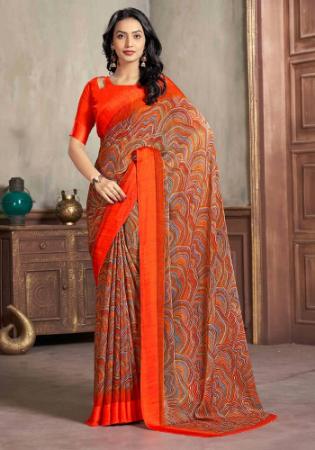 Picture of Fine Chiffon Crimson Saree