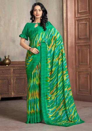 Picture of Exquisite Chiffon Teal Saree