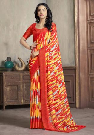 Picture of Statuesque Chiffon Crimson Saree