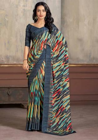 Picture of Fascinating Chiffon Dark Slate Grey Saree