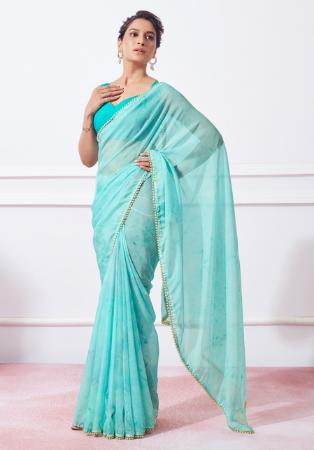 Picture of Graceful Organza Medium Aqua Marine Saree