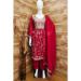 Picture of Lovely Silk Dark Red Straight Cut Salwar Kameez