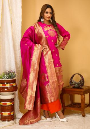 Picture of Silk Medium Violet Red Readymade Salwar Kameez