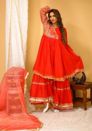 Picture of Alluring Silk Dark Red Readymade Salwar Kameez