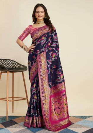 Picture of Statuesque Silk Navy Blue Saree