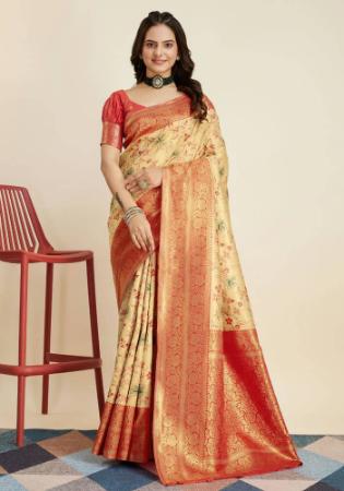 Picture of Gorgeous Silk Dark Salmon Saree