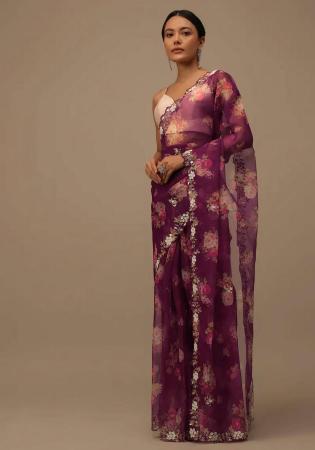 Picture of Ravishing Organza Plum Saree