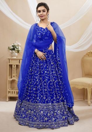 Picture of Statuesque Georgette Dark Slate Blue Lehenga Choli