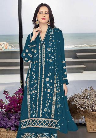 Picture of Georgette Midnight Blue Straight Cut Salwar Kameez