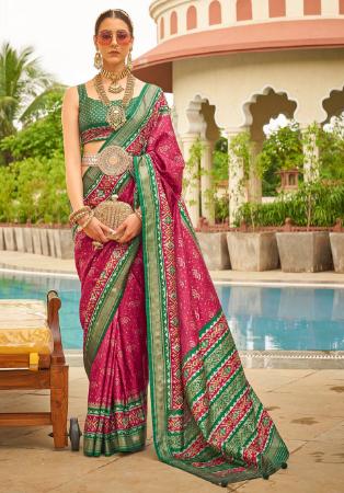 Picture of Good Looking Silk Deep Pink Saree