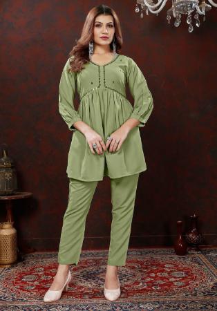 Picture of Cotton Dark Sea Green Readymade Salwar Kameez