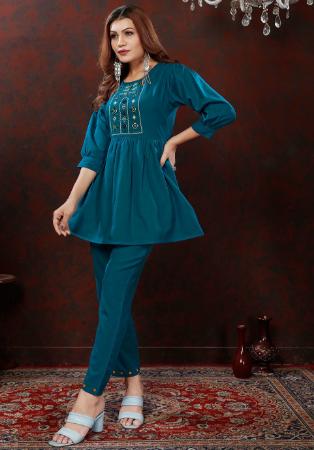 Picture of Sublime Cotton Navy Blue Readymade Salwar Kameez