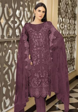 Picture of Georgette Dim Gray Straight Cut Salwar Kameez