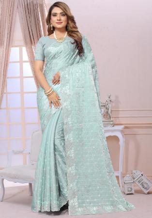 Picture of Beauteous Chiffon Dark Sea Green Saree