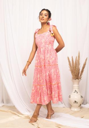 Picture of Cotton & Georgette Light Salmon Kurtis And Tunic