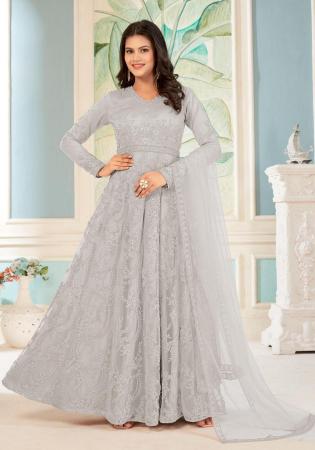 Picture of Graceful Net Silver Anarkali Salwar Kameez