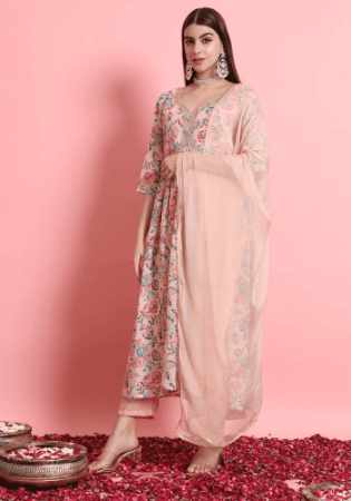 Picture of Rayon & Georgette Rosy Brown Readymade Salwar Kameez