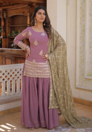 Picture of Graceful Georgette Rosy Brown Readymade Salwar Kameez