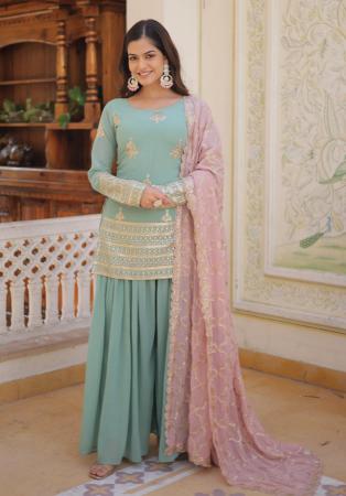 Picture of Georgette Light Slate Grey Readymade Salwar Kameez