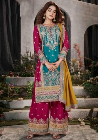 Picture of Marvelous Chiffon Dark Cyan Readymade Salwar Kameez