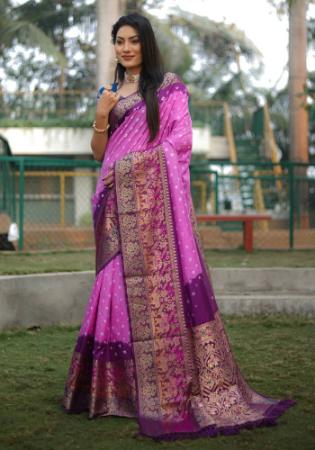 Picture of Resplendent Silk Pale Violet Red Saree