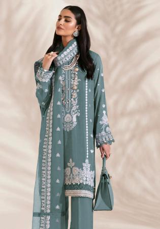 Picture of Georgette Slate Grey Straight Cut Salwar Kameez