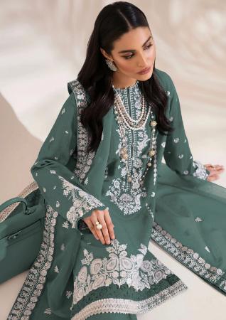 Picture of Georgette Sea Green Straight Cut Salwar Kameez