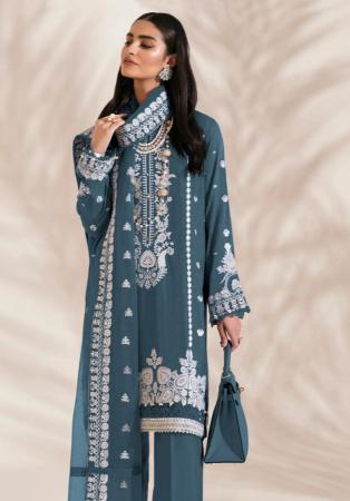 Picture of Georgette Dark Slate Grey Straight Cut Salwar Kameez