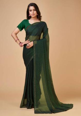 Picture of Good Looking Georgette & Silk Sea Green Saree