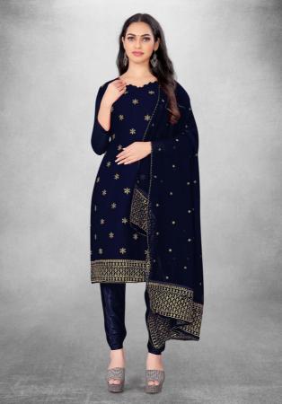 Picture of Georgette Midnight Blue Straight Cut Salwar Kameez