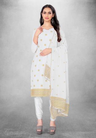 Picture of Ravishing Georgette White Straight Cut Salwar Kameez