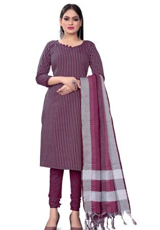 Picture of Wonderful Cotton Dim Gray Straight Cut Salwar Kameez