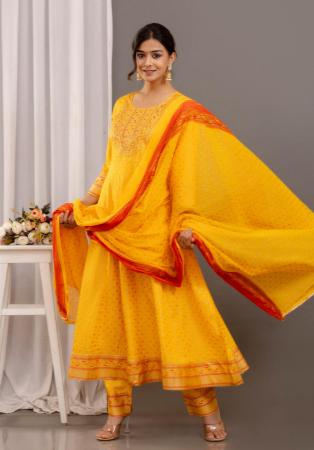 Picture of Rayon & Cotton Orange Readymade Salwar Kameez