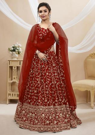 Picture of Well Formed Georgette Maroon Lehenga Choli