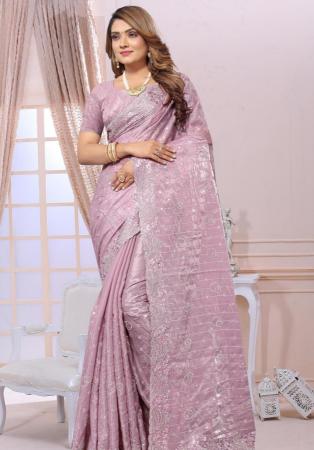 Picture of Elegant Organza Rosy Brown Saree