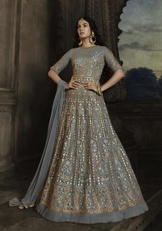 Picture of Georgette & Net Dim Gray Anarkali Salwar Kameez