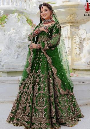 Picture of Sublime Chiffon Forest Green Lehenga Choli