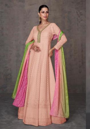 Picture of Exquisite Georgette Burly Wood Anarkali Salwar Kameez