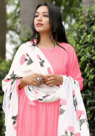 Picture of Rayon & Cotton Light Pink Readymade Salwar Kameez