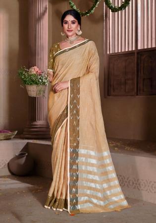 Picture of Fine Linen Beige Saree