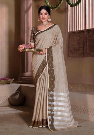 Picture of Excellent Linen Rosy Brown Saree