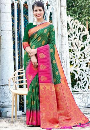 Picture of Splendid Silk Forest Green Saree