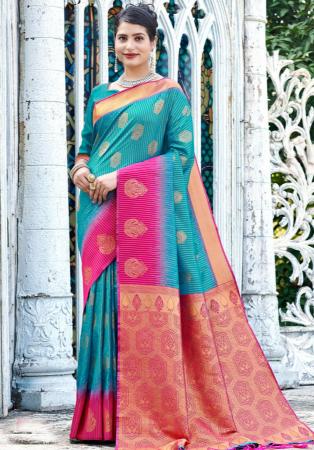 Picture of Grand Silk Dark Turquoise Saree