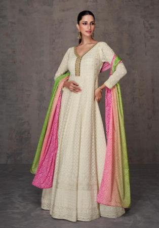 Picture of Pretty Georgette Tan Anarkali Salwar Kameez