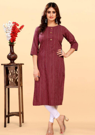 Picture of Pleasing Cotton Maroon Kurtis & Tunic