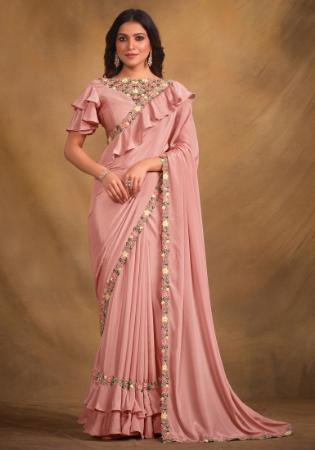 Picture of Marvelous Georgette & Satin & Silk Burly Wood Saree