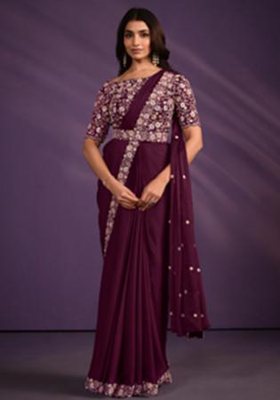 Picture of Classy Crepe & Satin & Silk Brown Saree