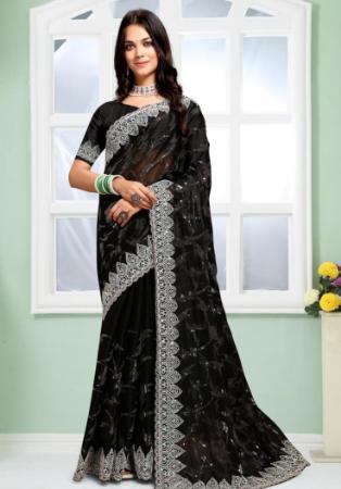 Picture of Gorgeous Silk Black Saree