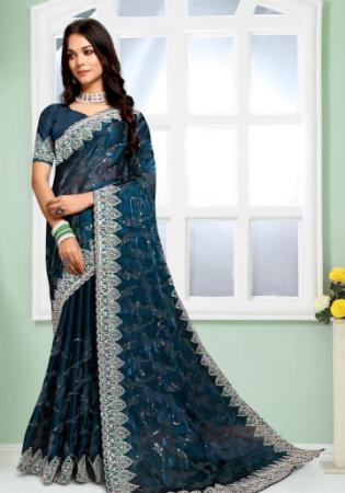 Picture of Elegant Silk Dark Slate Grey Saree