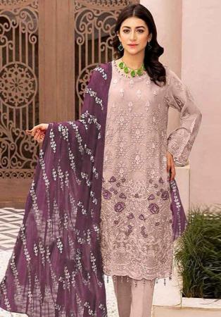 Picture of Georgette Pale Golden Rod Straight Cut Salwar Kameez